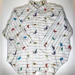 Vintage Dinosaur 3/4 sleeve Button Down Shirt Sz XL by Touché L.A.